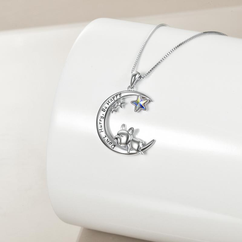 Sterling Silver French Bulldog Moon Pendant Necklace Jewellery Gifts for Women Girls Sterling Silver French Bulldog Moon Pendant Necklace Jewellery Gifts for Women Girls
